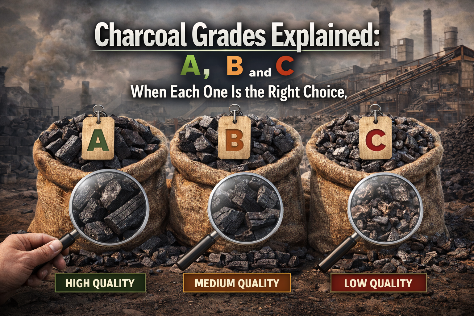 Charcoal Grades Explained A, B, and C, When Each One Is the Right Choice