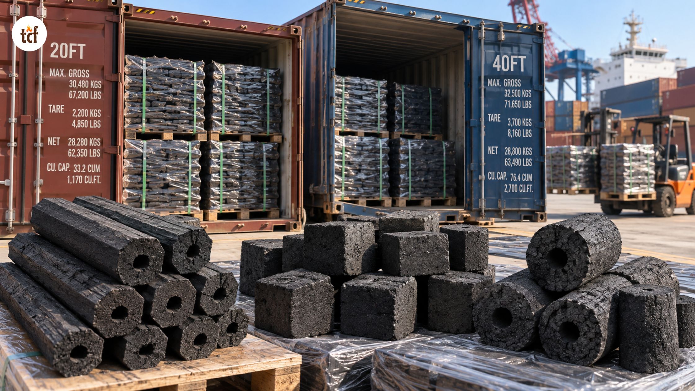 Charcoal Container Loading Guide_ How many tons fit in a 20ft vs. 40 ft container