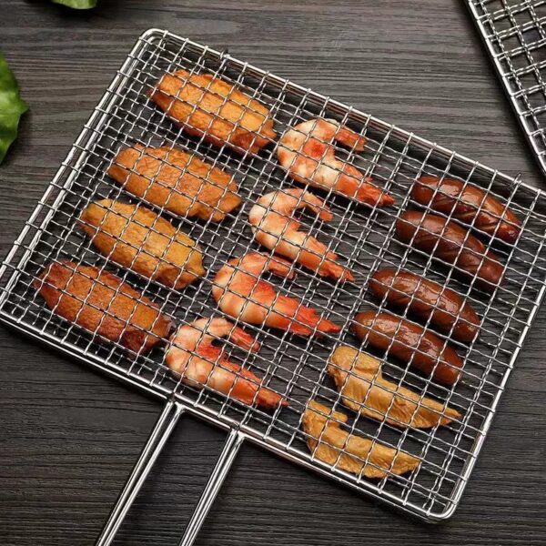 Stainless Steel BBQ Grill Basket with Handle (5)